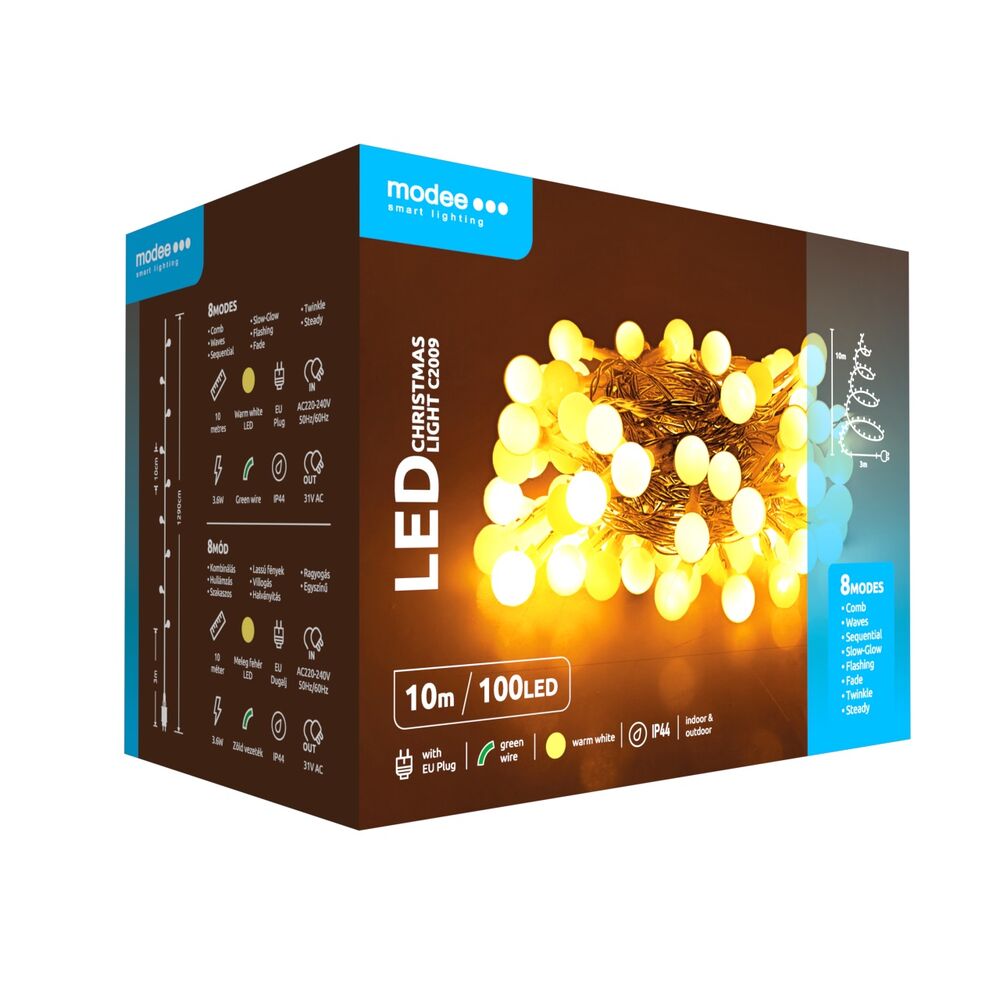 Guirlande Lumineuse LED Tube 10m 100 Leds Blanc Chaud - IP44 Intérieur/extérieur