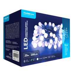 Modee Karácsonyi LED Füzér Berry Plastic Adapteres (200LED/20m/10cm) cold