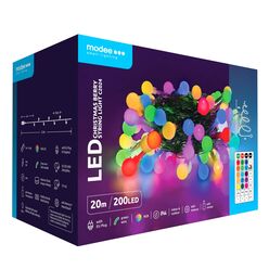 Modee Karácsonyi LED Füzér Berry Plastic Adapteres (200LED/20m/10cm)RGB+remote