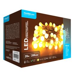 Modee Karácsonyi LED Füzér Berry Plastic Adapteres (200LED/20m/10cm) warm