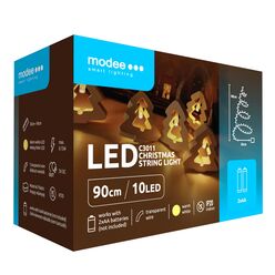 Modee Karácsonyi LED Füzér Dekor Elemes C3011 (10LED/90cm/10cm) warm