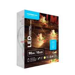Modee Karácsonyi LED Füzér Dekor Elemes C3020 (10LED/90cm/10cm) warm