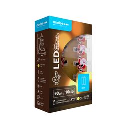 Modee Karácsonyi LED Füzér Dekor Elemes + Csipesz C3013 (10LED/90cm/10cm) warm