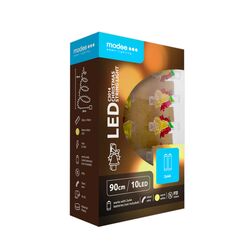 Modee Karácsonyi LED Füzér Dekor Elemes + Csipesz C3014 (10LED/90cm/10cm) warm