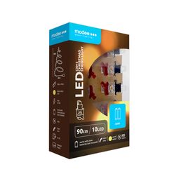 Modee Cadena Decorativa de Luces LED Navideñas con Batería + Clips C3015 (10LED/120cm/10cm) cálida