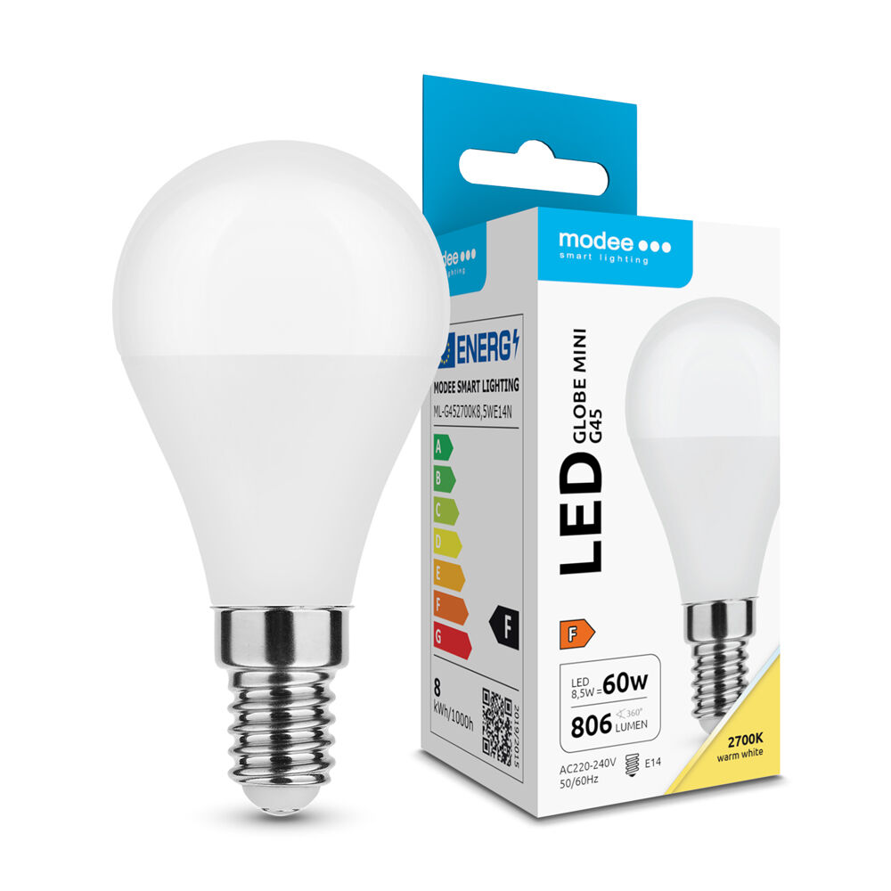 Modee Lighting LED-Glühbirne Globe Mini G45 8,5 W E14 200° 2700 K (806 Lumen) ERP