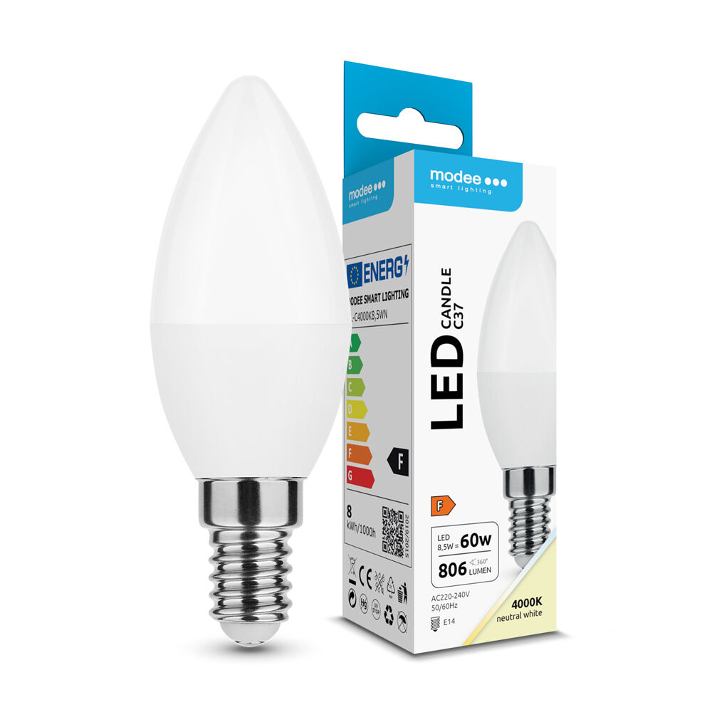 Modee Lighting LED-Glühbirne Kerze 8,5 W E14 360° 4000 K (806 Lumen) ERP