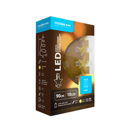 Modee Karácsonyi LED Füzér Dekor Elemes + Csipesz C3016 (10LED/90cm/10cm) warm