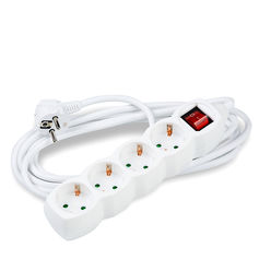 Technik Extension Socket 4-way with 1,5m Cable 1,5mm2 Copper Cable + Switch White