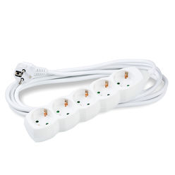 Technik Extension Socket 5-way with 3m Cable 1,5mm2 Copper Cable White