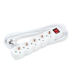 Technik Extension Socket 5-way with 1,5m Cable 1,5mm2 Copper Cable + Switch White